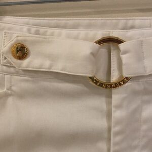 Lauren by Ralph Lauren White Cotton pants Gold buckle size 8 super cool comfy